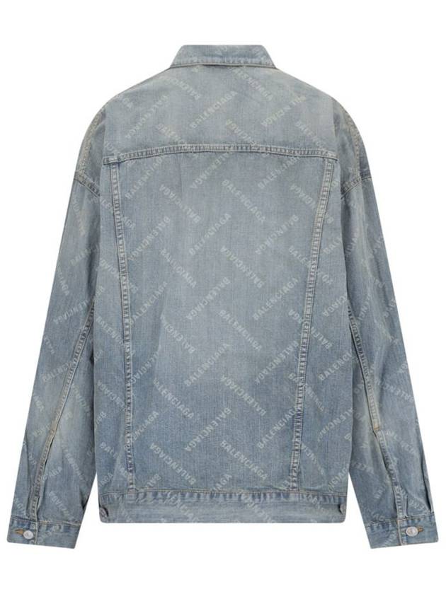 Balenciaga Logo Print Denim Jacket Blue