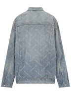 Balenciaga Logo Print Denim Jacket Blue