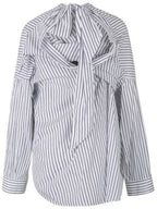 Balenciaga Knotted Poplin Oversized Long Sleeve Shirt White Blue