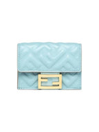 Fendi Baguette Micro Tri-fold Nappa Leather Half Wallet Light Blue