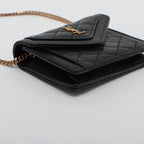 Saint Laurent Mini Envelope Chain Shoulder Bag in Leather Black 685612