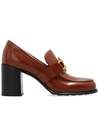 Bottega Veneta Women's Monsieur Glossy Leather Pumps Heel Brown