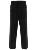 Fendi logo patch drawstring straight pants black