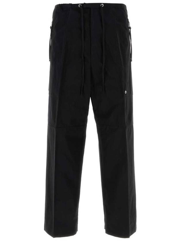 Fendi logo patch drawstring straight pants black
