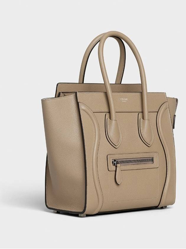 CELINE Drummed Calfskin Micro Luggage Tote Bag Dune