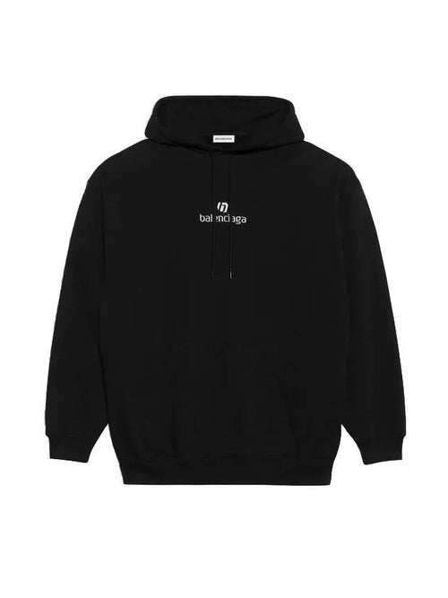 Balenciaga Logo Cotton Hoodie Black