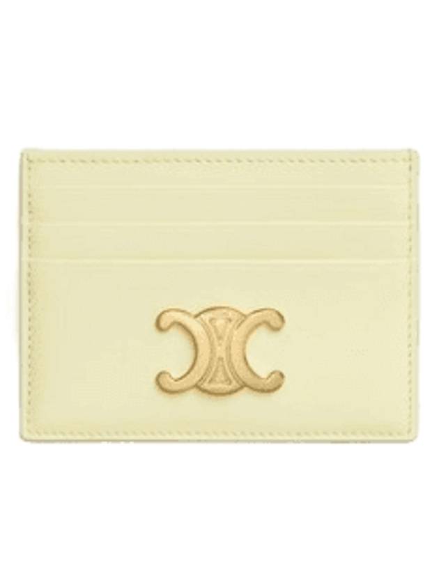 CELINE Triomphe Shiny Calfskin Card Wallet Light Yellow