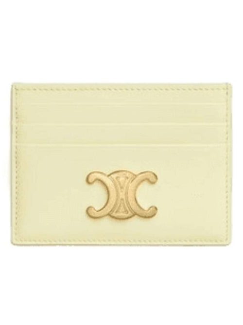 CELINE Triomphe Shiny Calfskin Card Wallet Light Yellow