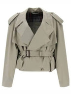 Balenciaga Fold Cotton Twill Short Trench Coat Beige