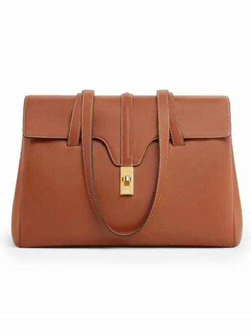 CELINE Soft 16 Smooth Calfskin Medium Shoulder Bag Tan