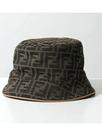 Fendi FF Logo Embroidery Cotton Bucket Hat Brown