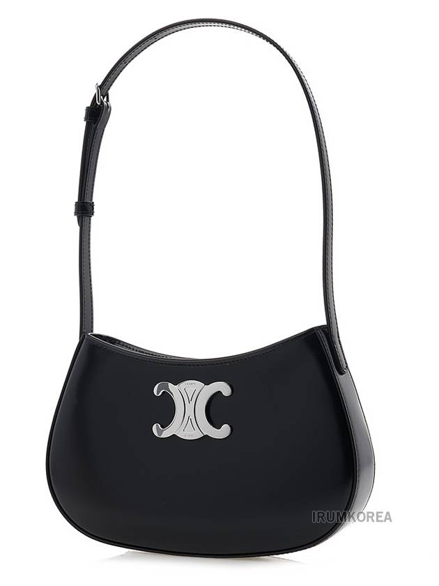CELINE Tilly Medium Shiny Calfskin Shoulder Bag Silver Black