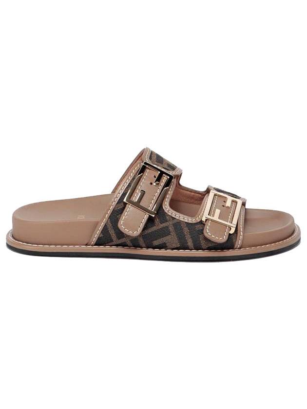 Fendi Feel Fabric Slippers Brown
