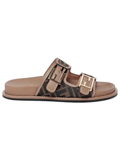 Fendi Feel Fabric Slippers Brown