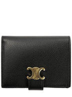 CELINE Victoire Medium Supple Grained Calfskin Half Wallet Black