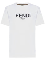 Fendi Embroided Logo Cotton Short Sleeve T-Shirt White