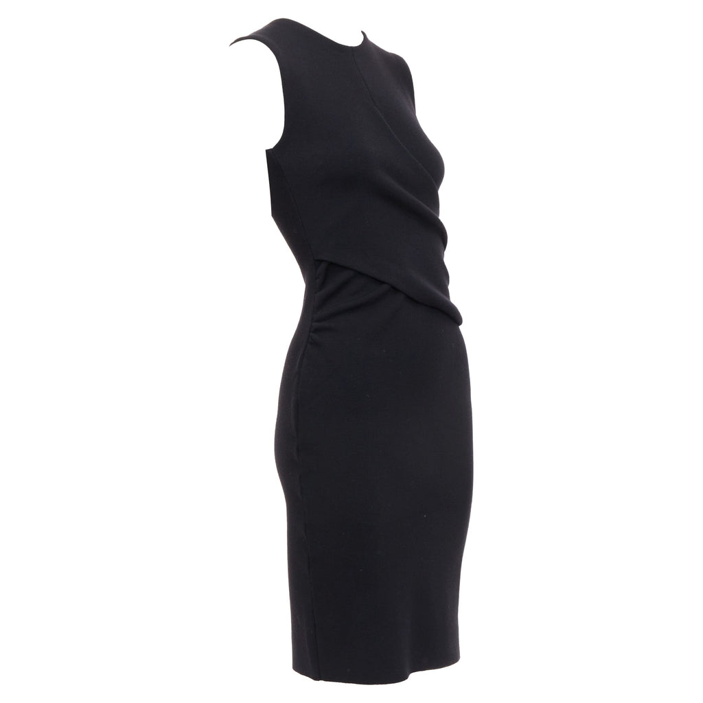 Christian Dior Wool Wrap Ruched Waist Sheath Dress