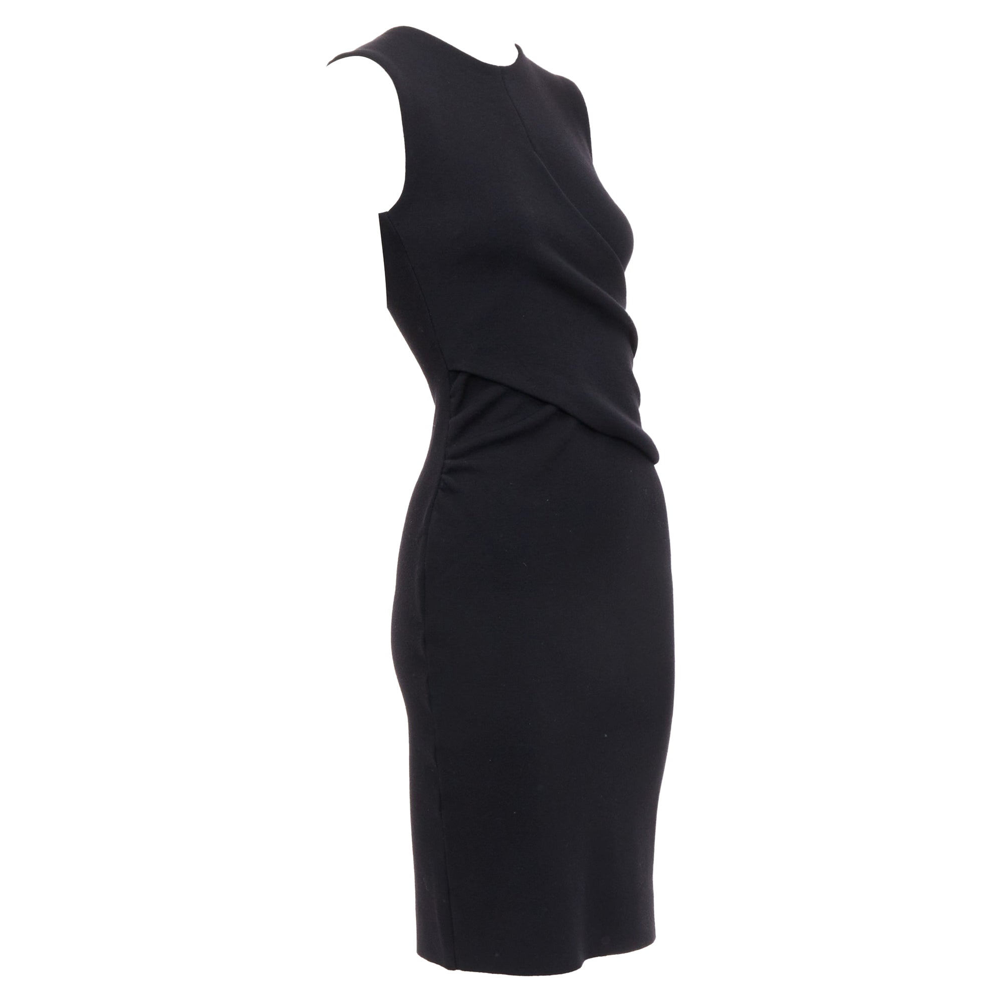 Christian Dior Wool Wrap Ruched Waist Sheath Dress