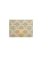 CELINE Logo Triomphe Canvas Card Wallet Grege