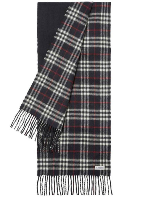 Burberry Reversible Check Print Cashmere Scarf Navy