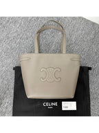 CELINE Small Cabas Anais Cuir Triomphe Grained Calfskin Tote Bag Pebble