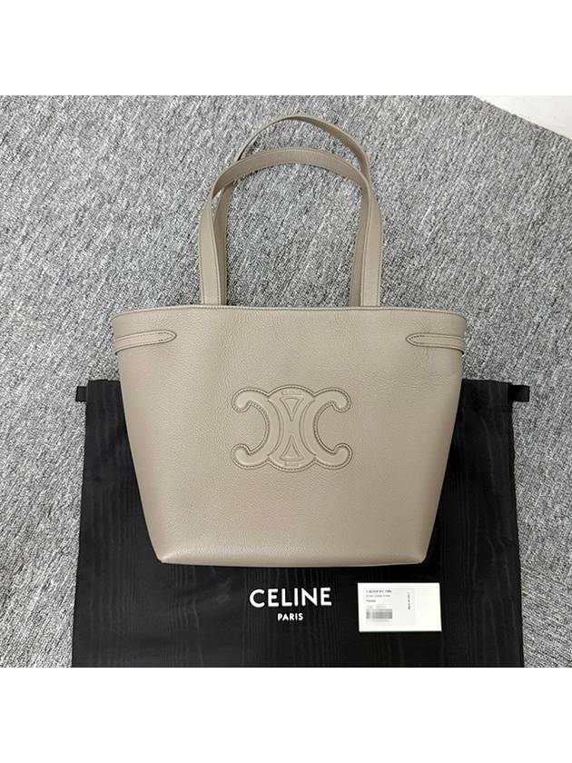 CELINE Small Cabas Anais Cuir Triomphe Grained Calfskin Tote Bag Pebble
