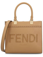 Fendi Logo Sunshine Small Tote Bag Cappuccino