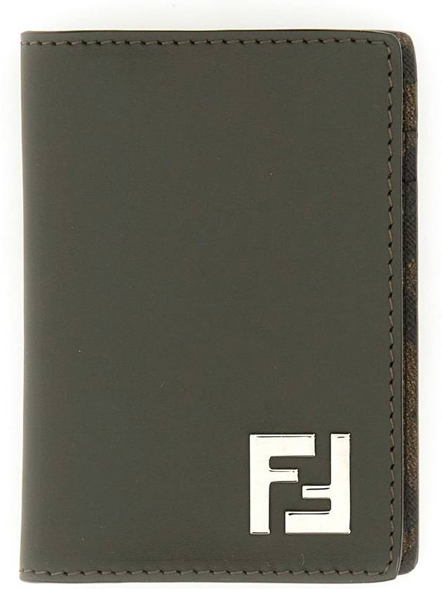 Fendi FF Squared Leather Card Holder Green