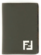 Fendi FF Squared Leather Card Holder Green