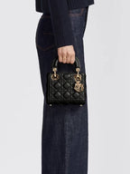 Lady Cannage Small Lambskin Tote Bag Black Dior