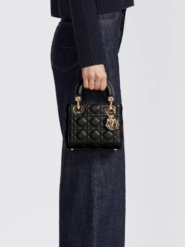 Lady Cannage Small Lambskin Tote Bag Black Dior