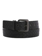 Bottega Veneta Intrecciato Leather Belt Black