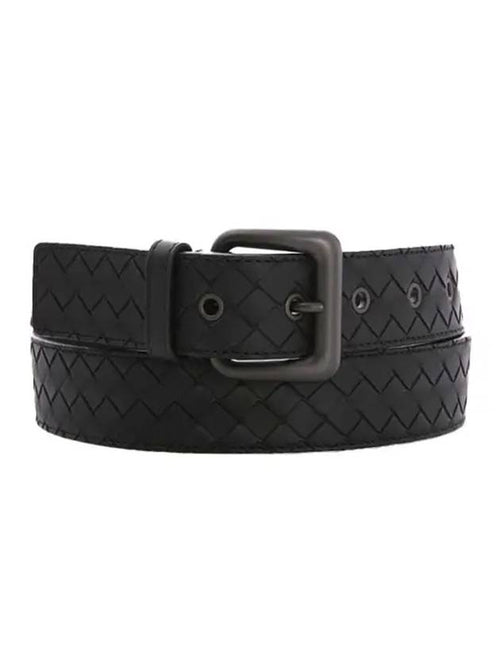 Bottega Veneta Intrecciato Leather Belt Black