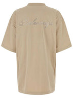 Balenciaga Logo Print Short Sleeve T-Shirt Beige