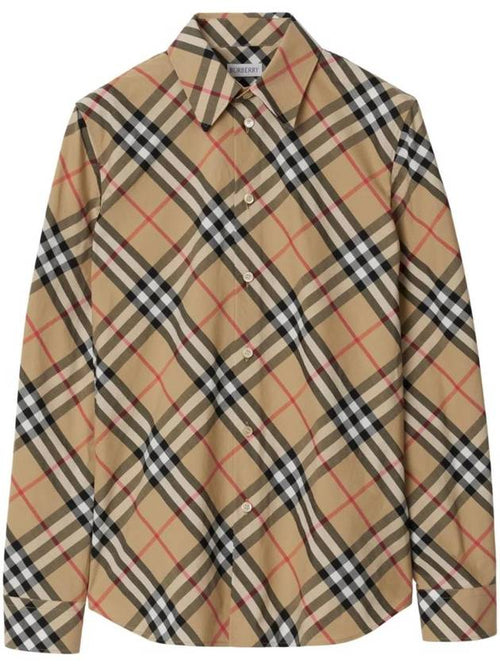 Burberry Check Pattern Shirt Beige