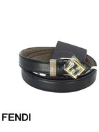 Fendi Diamond Reversible Leather Belt Black Beige