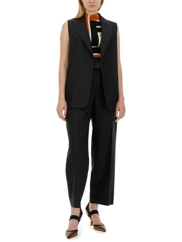 Fendi Mohair Wool Carrot Fit Straight Pants Black