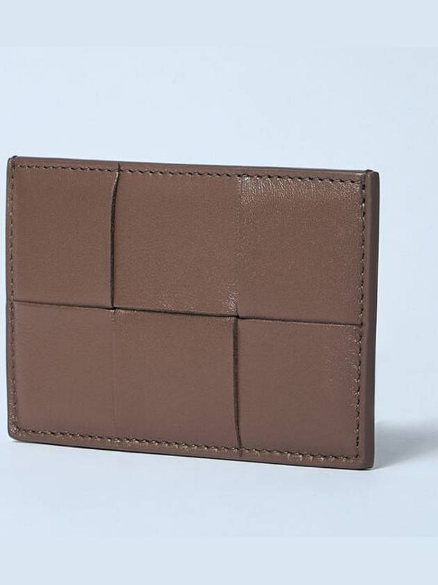 Bottega Veneta Intrecciato Lambskin Calfskin Card Wallet Taupe Grey