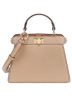 Fendi Peekaboo I See You Leather Tote Bag Beige