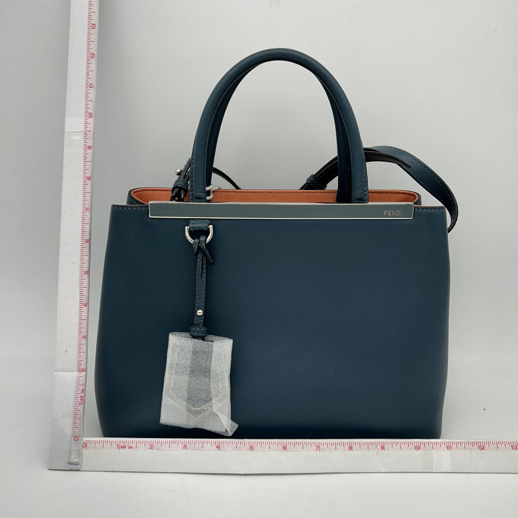 FENDI Vitello Dolce Century Petite 2Jours Tote Blue Rosa Doll LA11433