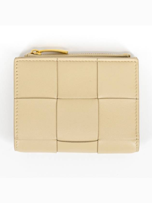 Bottega Veneta Intrecciato Bifold Zipper Half Wallet Porridge
