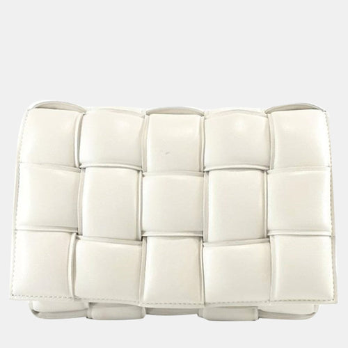 Bottega Veneta White Padded Leather Cassette Shoulder Bag