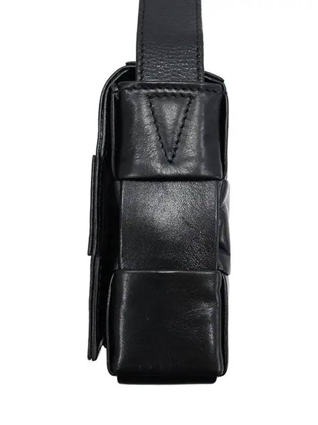 Bottega Veneta Cassette Intrecciato Small Leather Cross Bag Black