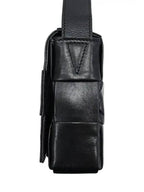 Bottega Veneta Cassette Intrecciato Small Leather Cross Bag Black