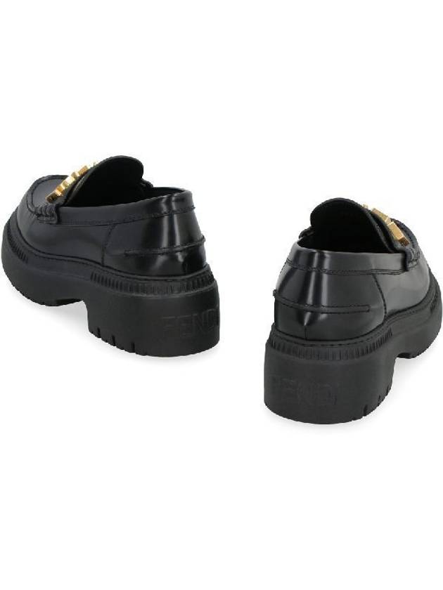 Fendi Graphy Logo Leather Loafers Black