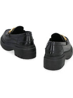 Fendi Graphy Logo Leather Loafers Black