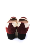 Chloe Womens Suede Scallop Trim Pumps Wine Red Beige
