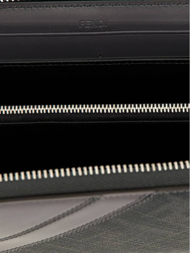 Fendi Diagonal Zip Around FF Canvas Long Wallet Grey