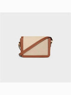 CELINE Teen Triomphe Textile Calfskin Shoulder Bag Natural Tan