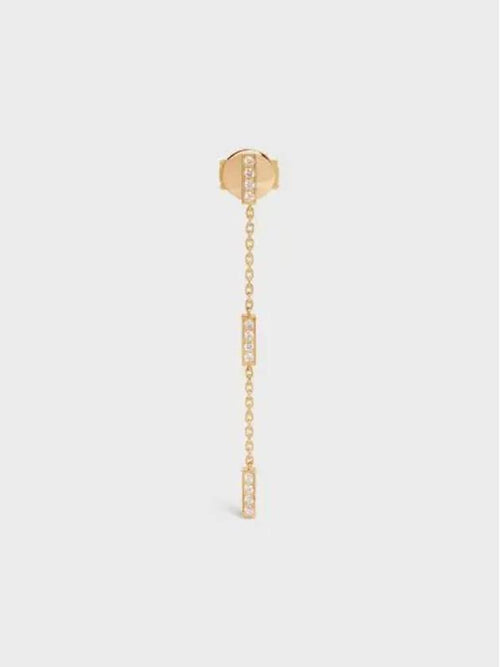 CELINE Line Triple Diamonds Earrings Yellow Gold